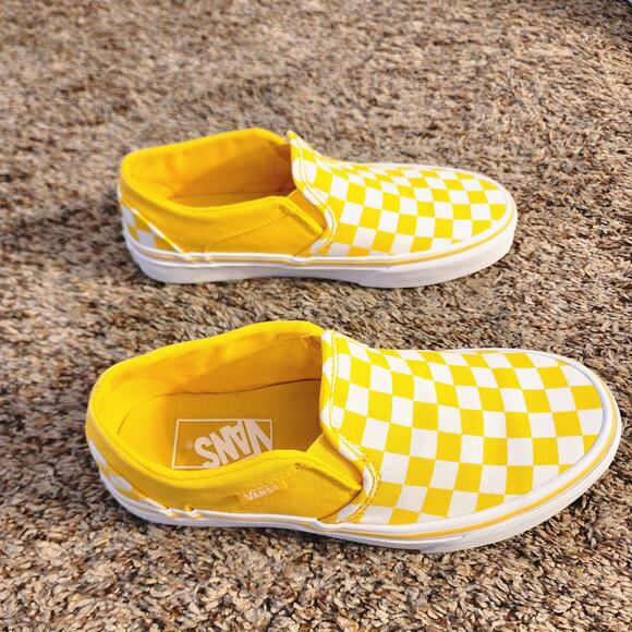 Vans Classic Slip-On Checkerboard Yellow White Size 6.5 - Picture 4 of 9